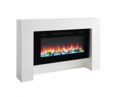 RICHEN Elektrokamin Herkules - Elektrischer Standkamin (2000W, LED-Beleuchtung, 3-D Flammeneffekt, Fernbedienung) - Weiß