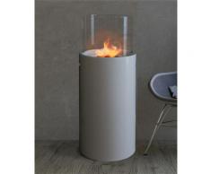Bio Ethanol Kamin Stand Ø34cm x 86,5cm weiß 1L Ethanolkamin Glasfeuer Ofen Feuer