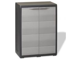 vidaXL Gartenschrank mit 1 Regal Schwarz und Grau