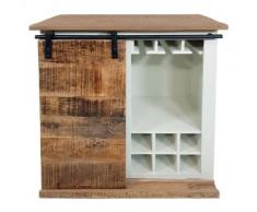 Barschrank B 72 H 80 cm Weinregal Wein Schrank Hausbar Weinbar Anrichte California weiß Mangoholz