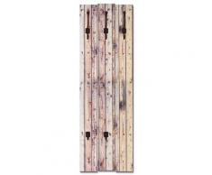ARTlland Wandgarderobe Holz Design mit 5 Haken Garderobe mit Motiv Weißer Vintage-Hintergrund Größe: 45x140 cm