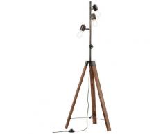 BRILLIANT WOODHILL Stehleuchte 138 cm Metall / Holz Antik / schwarz 4-Flammig, 93724/76