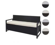 Poly-Rattan 3er Sitzbank HWC-F39, Gartenbank Truhenbank, Staufach Aufbewahrung Sitzkissen ~ Variantenangebot