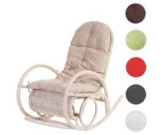 Schaukelstuhl Esmeraldas, Schwingsessel Rattansessel, weiß ~ Variantenangebot