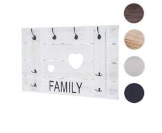 Wandgarderobe HWC-C89 Family, Garderobenpaneel Garderobe, Shabby-Look Vintage, 8 Haken 60x90cm ~ Variantenangebot