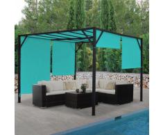 Pergola Baia, Garten Pavillon Terrassenüberdachung, stabiles 6cm-Stahl-Gestell + Schiebedach türkis-blau ~ Variantenangebot