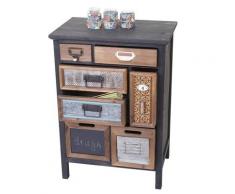 Apotheker-Schrank HWC-A43, Kommode, Tanne Holz massiv Vintage Patchwork 78x55x35cm ~ Variantenangebot
