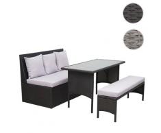 Poly-Rattan Garnitur HWC-G16, Garten-/Lounge-Set Sitzgruppe, Gastronomie 2er Sofa Tisch Bank ~ Variantenangebot