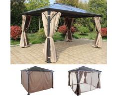 Hardtop Pergola HWC-C74, Garten Pavillon, Kunststoff-Dach Seitenwand + Moskitonetz Alu ~ Variantenangebot