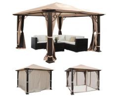 Pergola Mira, Garten Pavillon, 12cm Luxus-Alu-Gestell mit Seitenwand + Moskitonetz ~ Variantenangebot