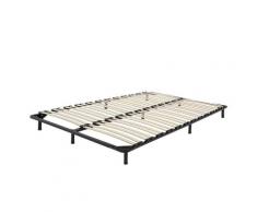 Lattenrahmen Pappelholz Metall 140 x 200 cm 48 Federleisten freistehend für Doppelbett