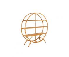 Regal heller Holzfarbton Rattan mit 3 Fächern oval offenes Design Raumteiler Wohnzimmer Arbeitszimmer Flur Diele Möbel
