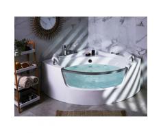 Eckbadewanne Whirlpool Weiß Sanitäracryl 187 x 140 cm LED mit 7 Farben Badezimmer