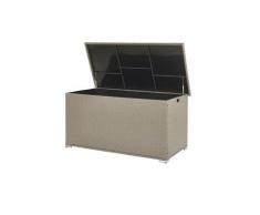 Auflagenbox Taupe Rattan 155 x 75 cm 770 L mit Deckel für Garten für Terrasse Aufbewahrung Kissenbox