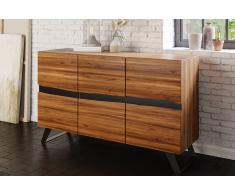 Sideboard 160 x 44 x 85 cm Akazienholz massiv & nussbaum SARA