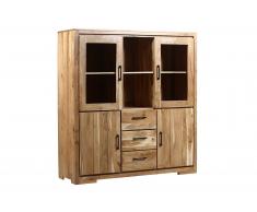 Highboard 140 x 45 x 150 cm Akazienholz massiv & natur SARAH