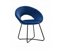 Esszimmerstuhl Design-Sessel Samt blau Metallbeine schwarz LENNY