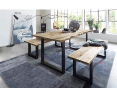 Baumkanten Tischgruppe Akazie Vollholz natur 200 schwarz 3tlg. QUINN