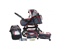 Bergsteiger 2-in-1 Kombi-Kinderwagen Rio (grey & red stripes)