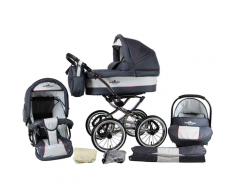 Bergsteiger 3-in-1 Kombi-Kinderwagen Venedig (grey & red stripes)