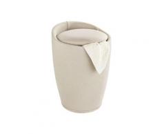 WENKO BADHOCKER LEINENOPTIK MIT ABNEHMBAREM WÄSCHESACK (Beige)