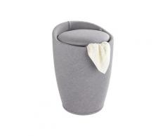 WENKO BADHOCKER LEINENOPTIK MIT ABNEHMBAREM WÄSCHESACK (Light Grey)