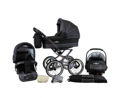 Bergsteiger 3-in-1 Kombi-Kinderwagen Venedig (black & white dots)