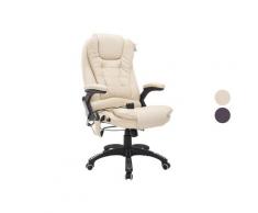 HOMCOM Bürosessel / Chefsessel mit Massage- und Wärmefunktion (Creme)