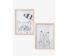 2er-Set Kinderzimmer Poster mit Rahmen „Kleine Freunde“ beige von vertbaudet