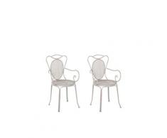 Gartenstuhl grau Metall 2er Set Balkon Terrasse Garten romantisch