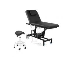 physa Massageliege elektrisch und Sattelhocker - 2 Motoren - Fußpedal - schwarz PHYSA LYON BLACK SET-1