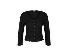 TOM TAILOR DENIM Damen Langarmshirt mit Knopfleiste , schwarz, Gr. XL
