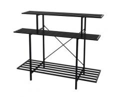 Pflanzenregal HWC-G32, Blumentreppe Blumenständer Pflanzentreppe, 3 Ablagen Stahl schwarz 100x120x44cm ~ Variantenangebot