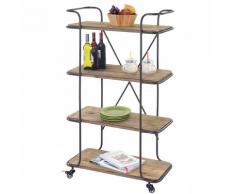 Servierwagen HWC-D97, Küchenhelfer Barwagen Beistellwagen, 4 Ebenen Tanne Holz 116x637x34cm ~ Variantenangebot