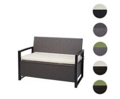 Poly-Rattan 2er Sitzbank HWC-F39, Gartenbank Truhenbank, Staufach Aufbewahrung Sitzkissen ~ Variantenangebot