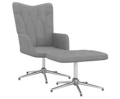 "vidaXL Relaxsessel mit Hocker Hellgrau Stoff"
