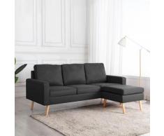 "vidaXL 3-Sitzer-Sofa mit Hocker Dunkelgrau Stoff"