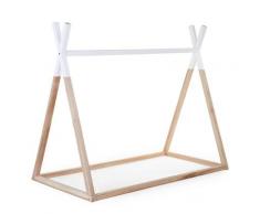 "CHILDHOME Spielbett Tipi 70x140 cm Holz Naturfarben und Weiß B140TIPI"