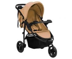 "vidaXL 3-Rad-Kinderwagen Taupe und Schwarz Stahl"