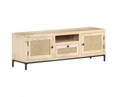 "vidaXL TV-Schrank 120x30x40 cm Mango Massivholz und Rohrgeflecht"