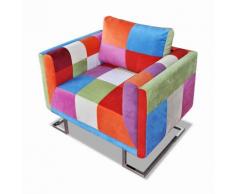 "vidaXL Würfel-Sessel mit verchromten Füßen Patchwork-Design Stoff"