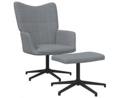 "vidaXL Relaxsessel mit Hocker Hellgrau Stoff"