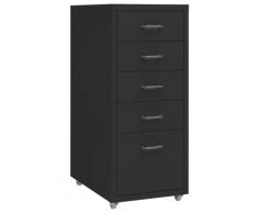 "vidaXL Aktenschrank mit Rollen Schwarz 28x41x69 cm Metall"