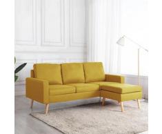 "vidaXL 3-Sitzer-Sofa mit Hocker Gelb Stoff"