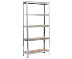 "vidaXL Lagerregal Silbern 90 x 30 x 180 cm Stahl und MDF"