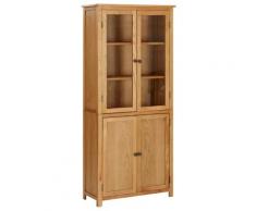 "vidaXL Bücherschrank mit 4 Türen 80x35x180 cm Eiche Massivholz & Glas"