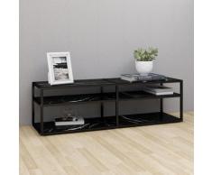 "vidaXL TV-Schrank Schwarz Marmor-Optik 140x40x40,5 cm Hartglas"