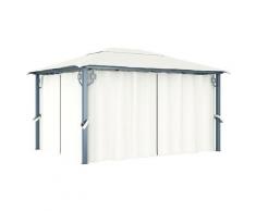 "vidaXL Pavillon mit Vorhängen 400 x 300 cm Creme Aluminium"
