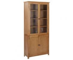 "vidaXL Bücherschrank mit 4 Türen 90x35x200 cm Eiche Massivholz & Glas"