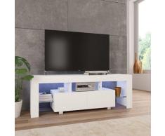 "vidaXL TV-Schrank mit LED-Leuchten Hochglanz-Weiß 130x35x45 cm"